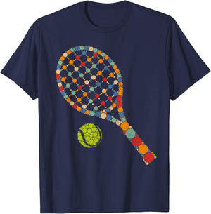 Retro Tennis Player & Ball With Polka Dots Happy Dot Day Boy T-Shirt - T-Shirt | Navy
