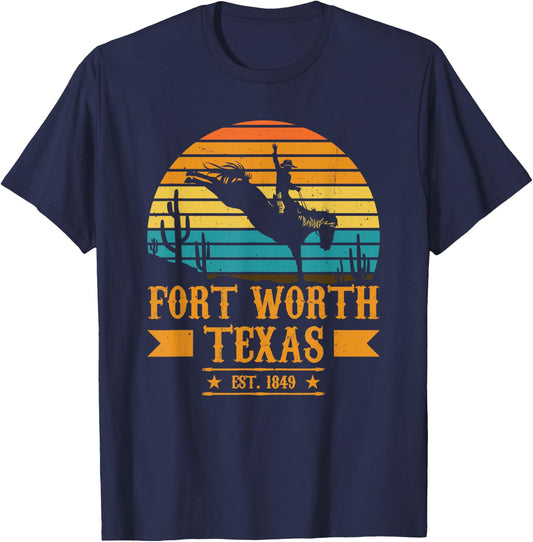 Fort Worth Texas Rodeo Rider Horse - Fort Worth Texas T-Shirt - T-Shirt | Navy