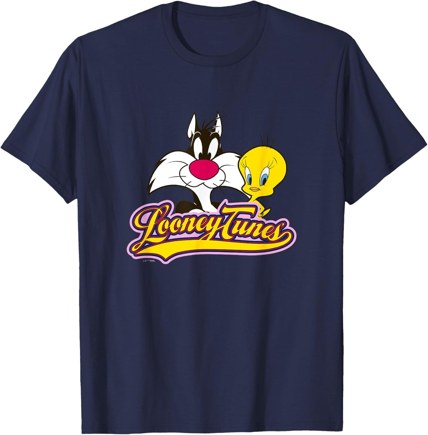 Looney Tunes Sylvester And Tweety Bird Smiling Faces Logo T-Shirt - T-Shirt | Navy