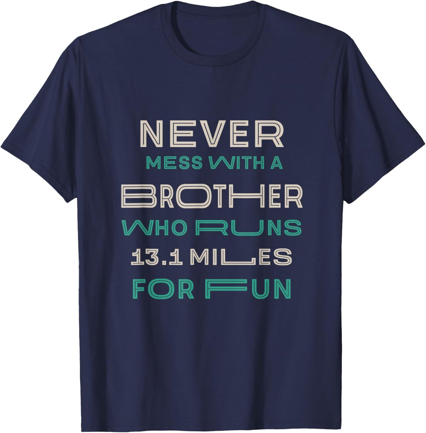 Brother Who Runs Half Marathon Running Brah Runner Bruv T-Shirt - T-Shirt | Navy