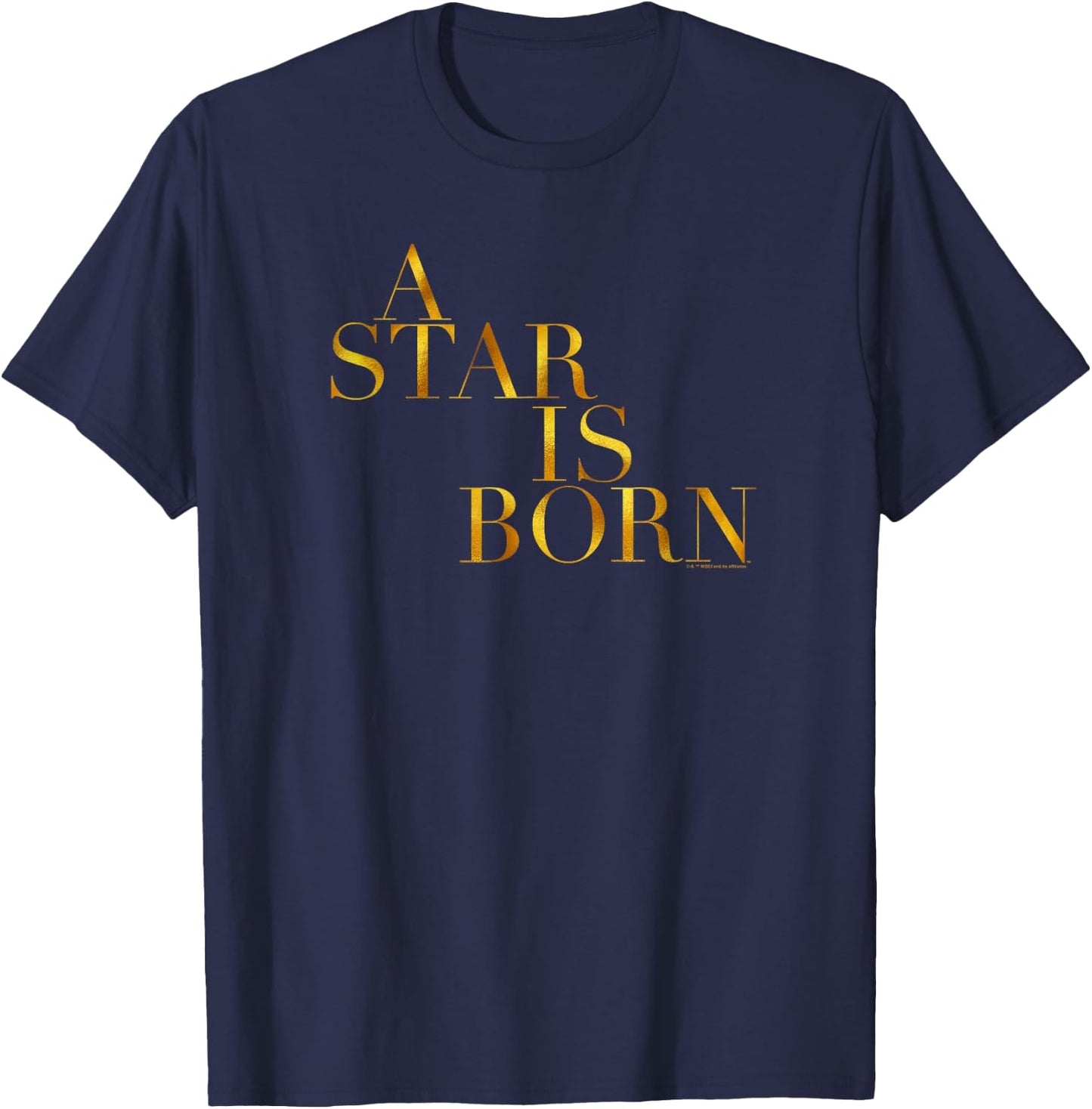 WB100 A Star Is Born Classic Gold Movie Logo T-Shirt - T-Shirt | Navy