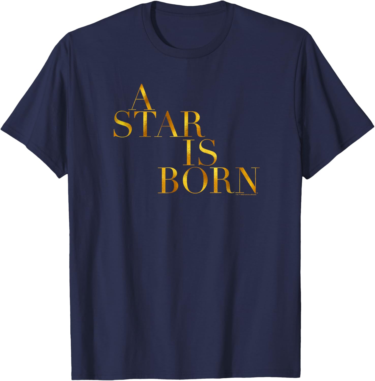 WB100 A Star Is Born Classic Gold Movie Logo T-Shirt - T-Shirt | Navy