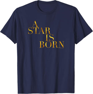 WB100 A Star Is Born Classic Gold Movie Logo T-Shirt - T-Shirt | Navy