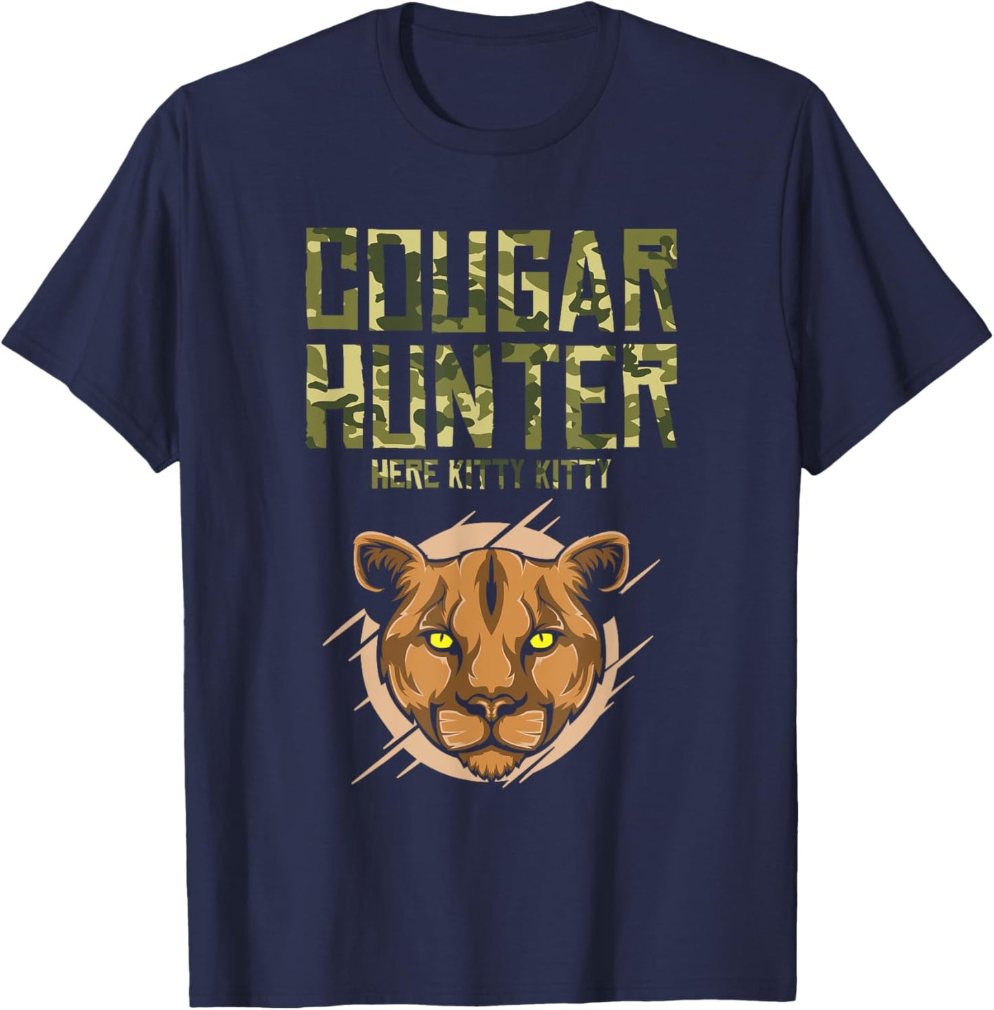 Cougar Hunter Wild Animal Hunt Big Cat Cougar Hunting Women T-Shirt - T-Shirt | Navy