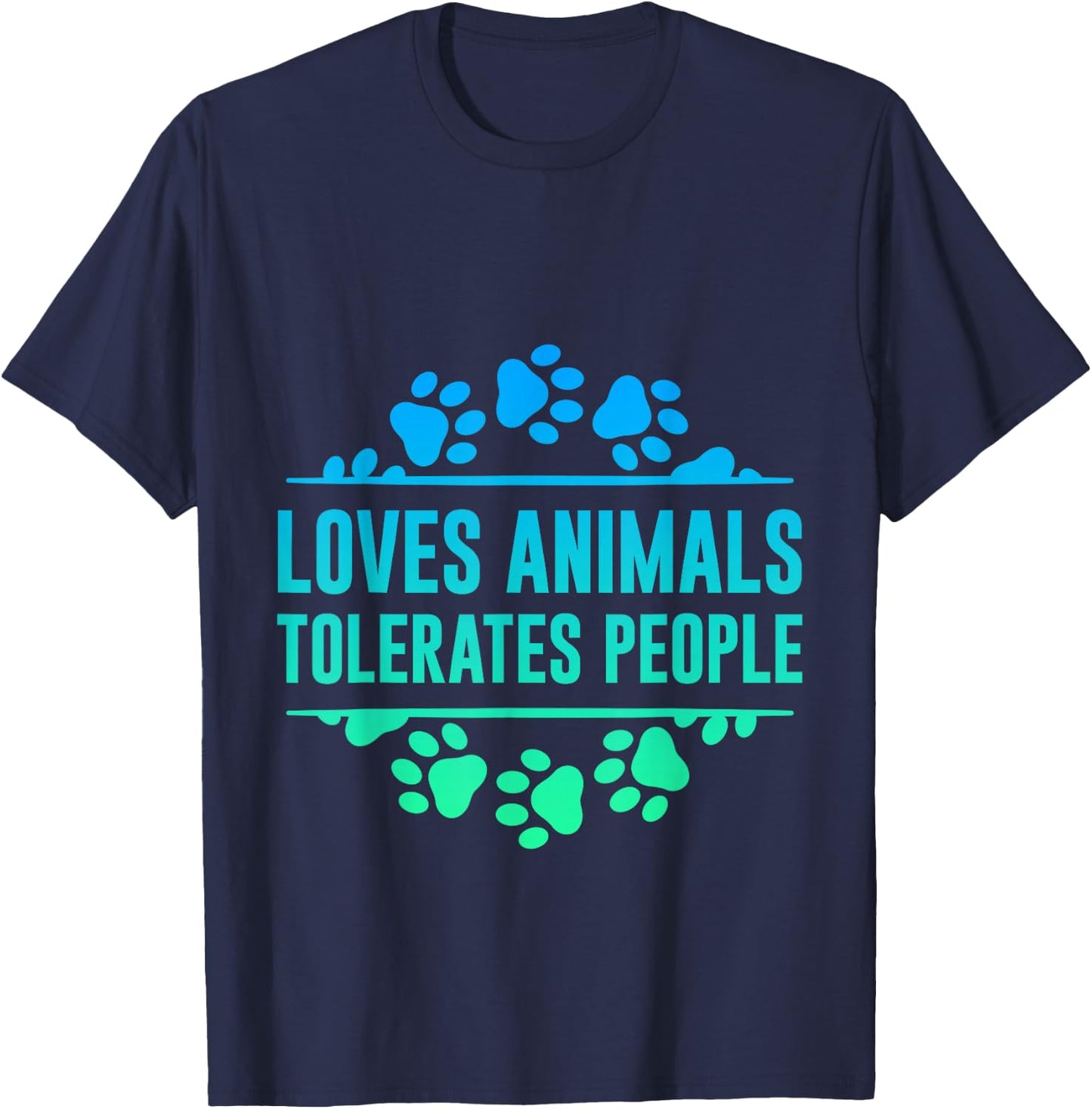 Loves Animals Tolerates People T-Shirt - T-Shirt | Navy