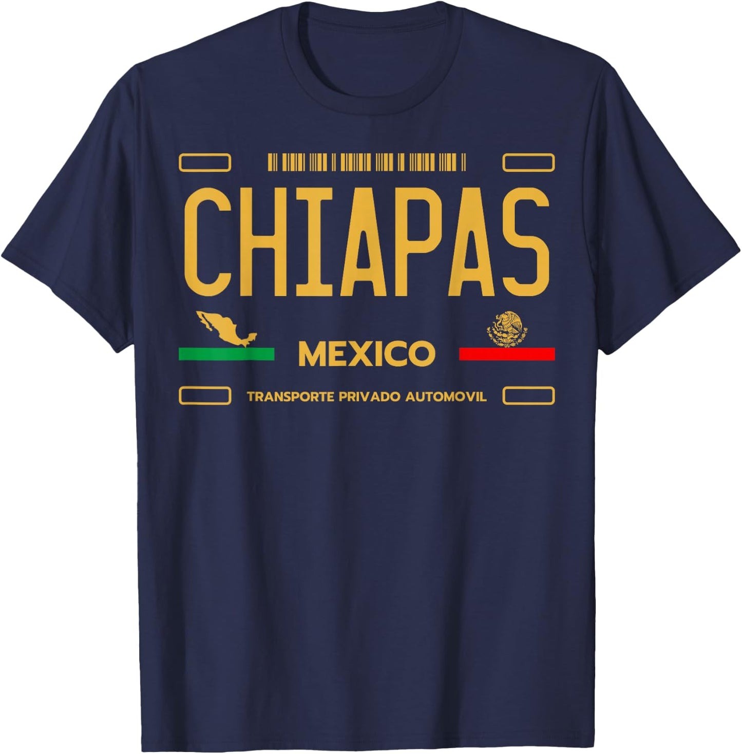 Chiapas License Plate Aesthetic, Mexico Chiapas T-Shirt - T-Shirt | Navy
