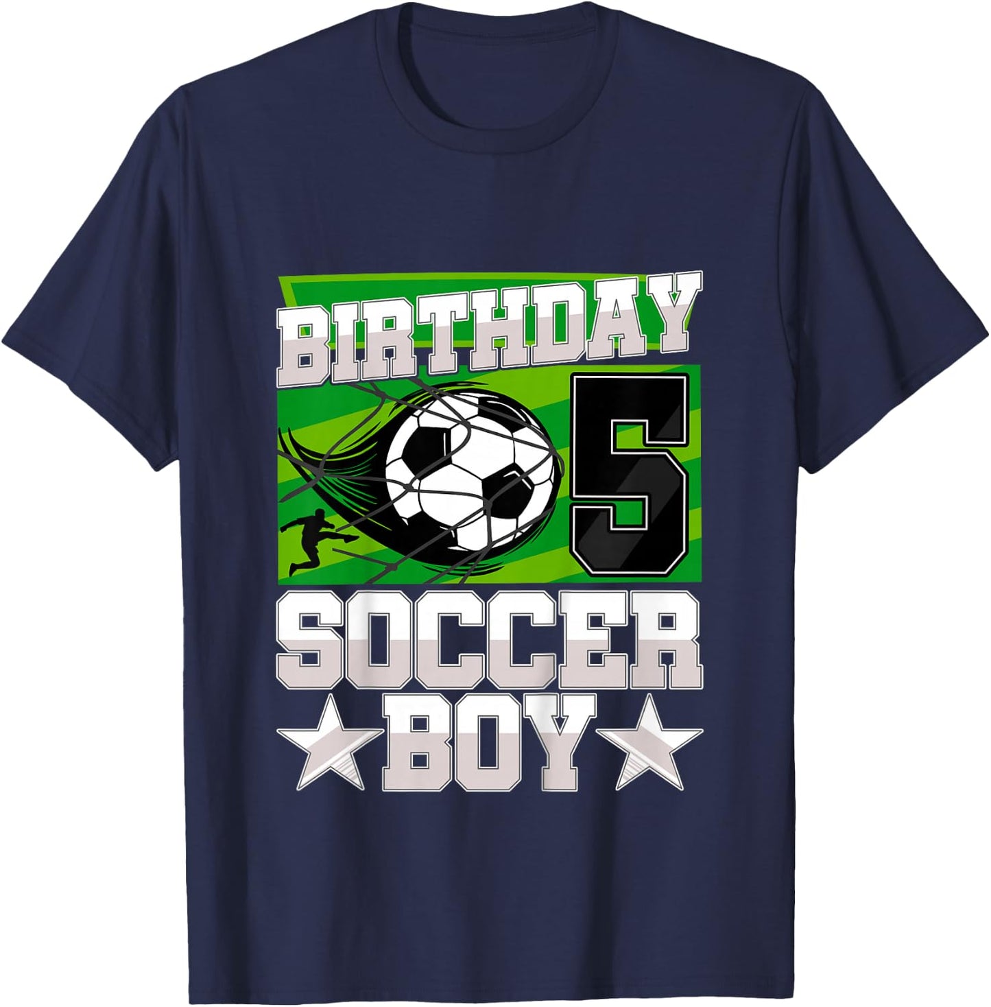 Soccer Birthday Party - 5th Birthday Boy 5 Years Old T-Shirt - T-Shirt | Navy