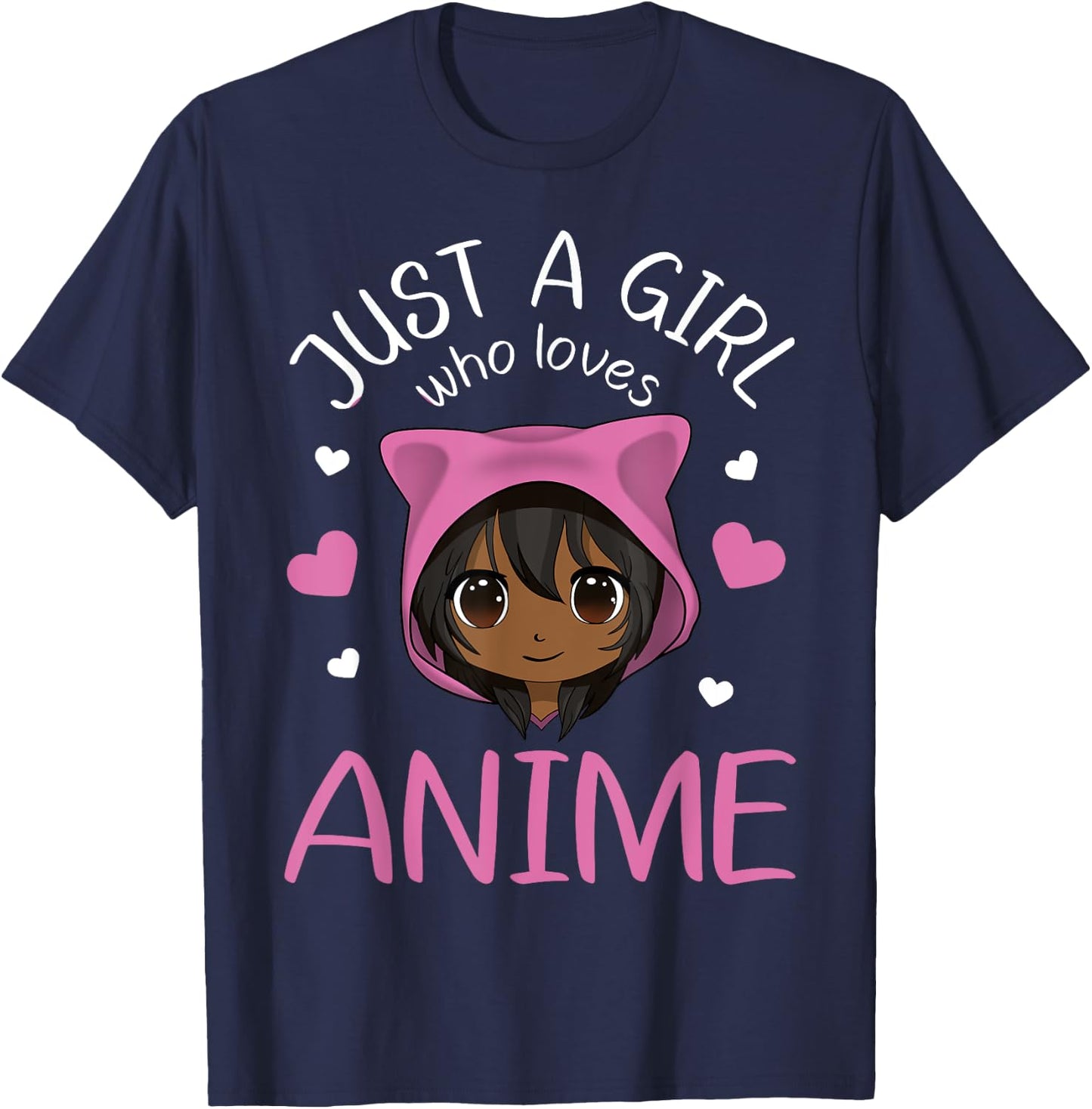 Just a Girl who Loves Anime African American Small T-Shirt - T-Shirt | Navy