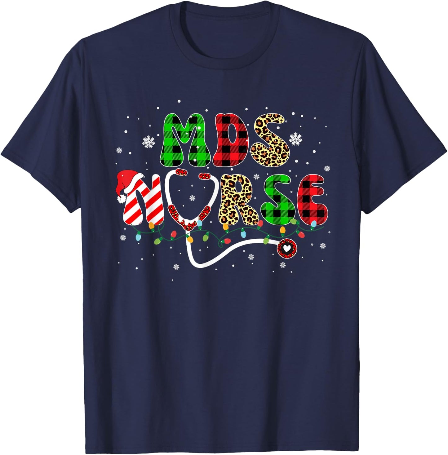 MDS Nurse Christmas Scrubs Tops Men T-Shirt - T-Shirt | Navy