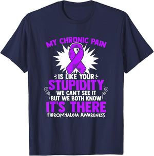 My Pain - Fibro Survivor Purple Fibromyalgia Awareness T-Shirt - T-Shirt | Navy
