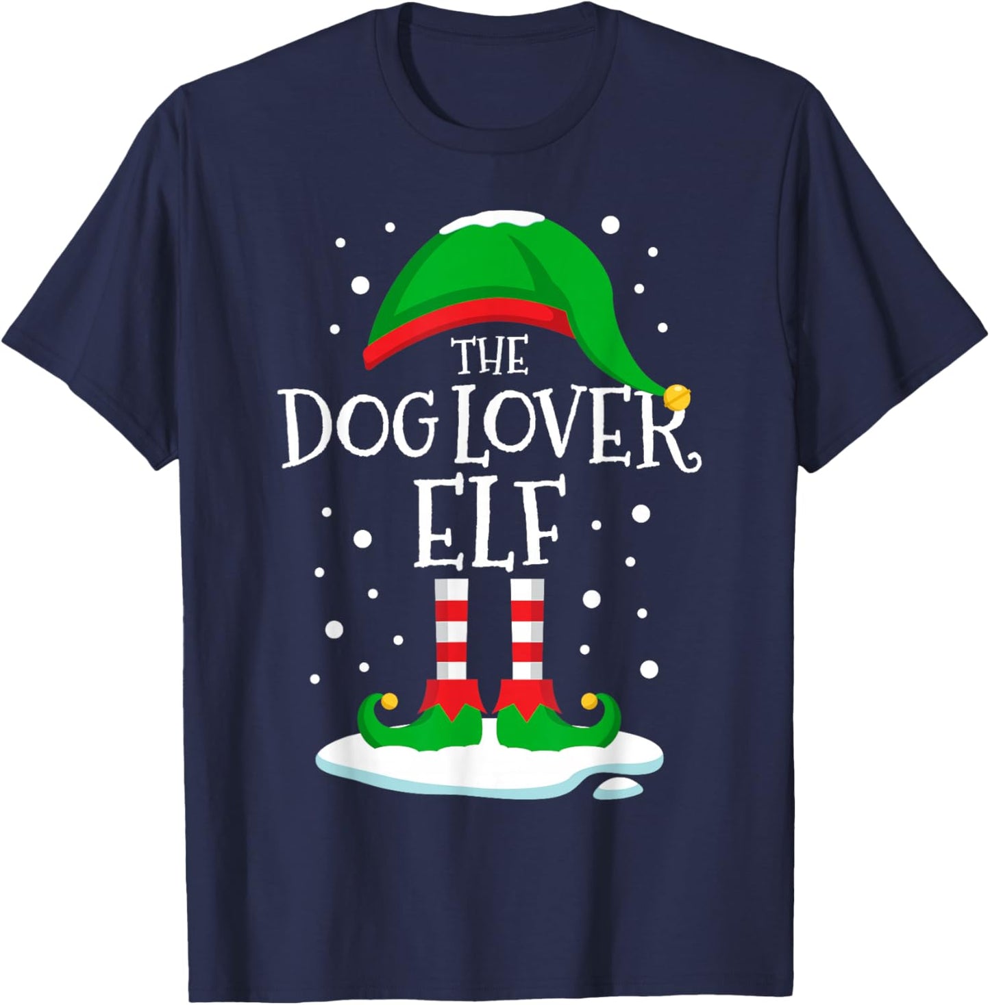 The Dog Lover Elf Christmas Family Matching Xmas Dog Mom Dad T-Shirt - T-Shirt | Navy