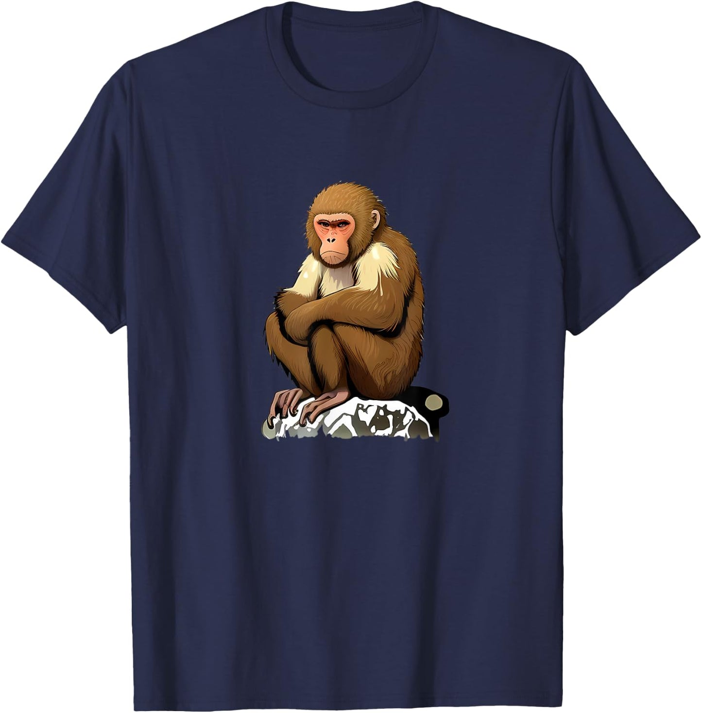Funny japanese Monkey for Snow Lovers T-Shirt - T-Shirt | Navy