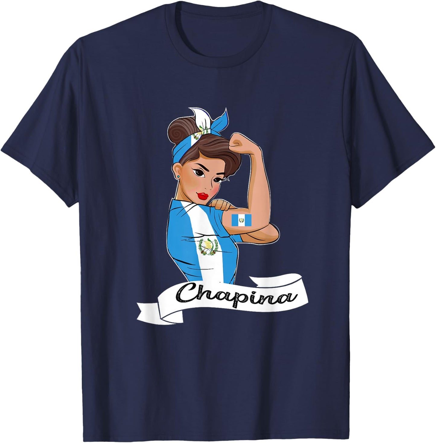 Guatemalan Flag Girl Guatemala Chapina Camiseta Slang Women T-Shirt - T-Shirt | Navy