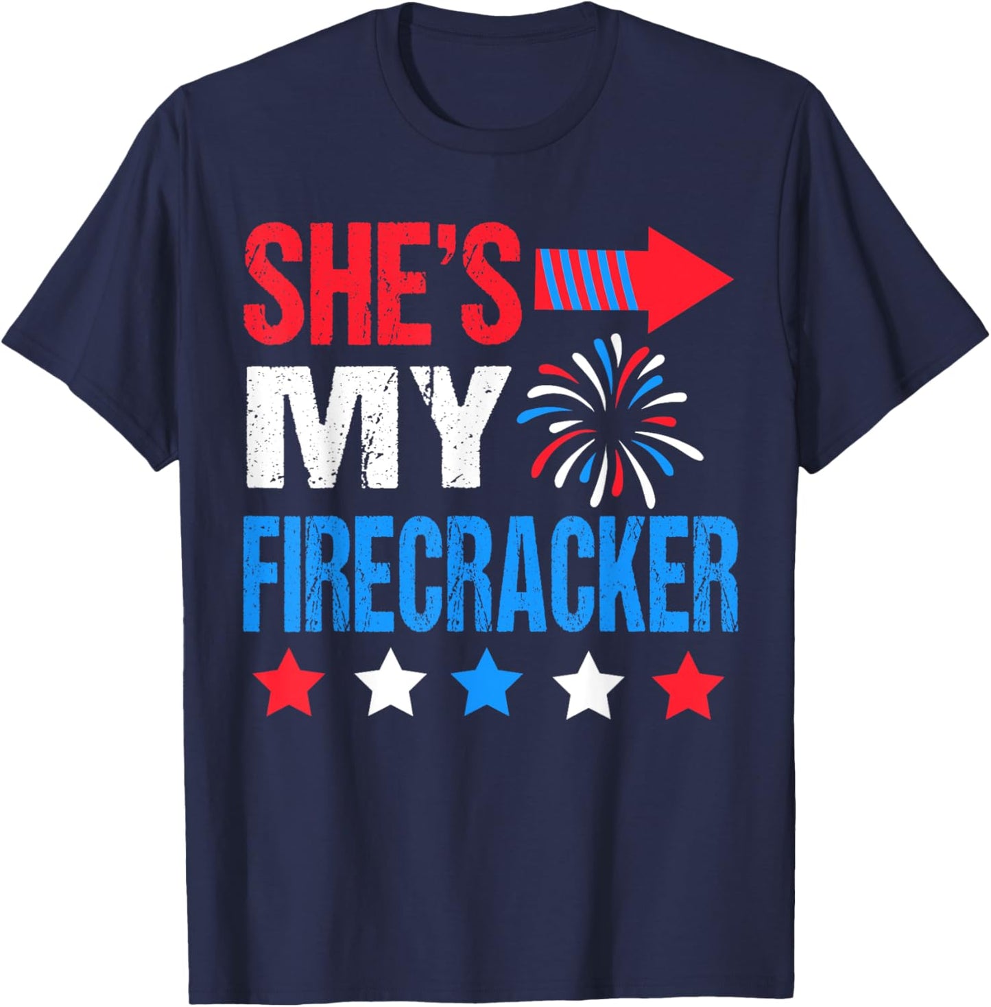 She's My Firecracker Matching 4th of July Shirts For Couples T-Shirt - T-Shirt | Navy