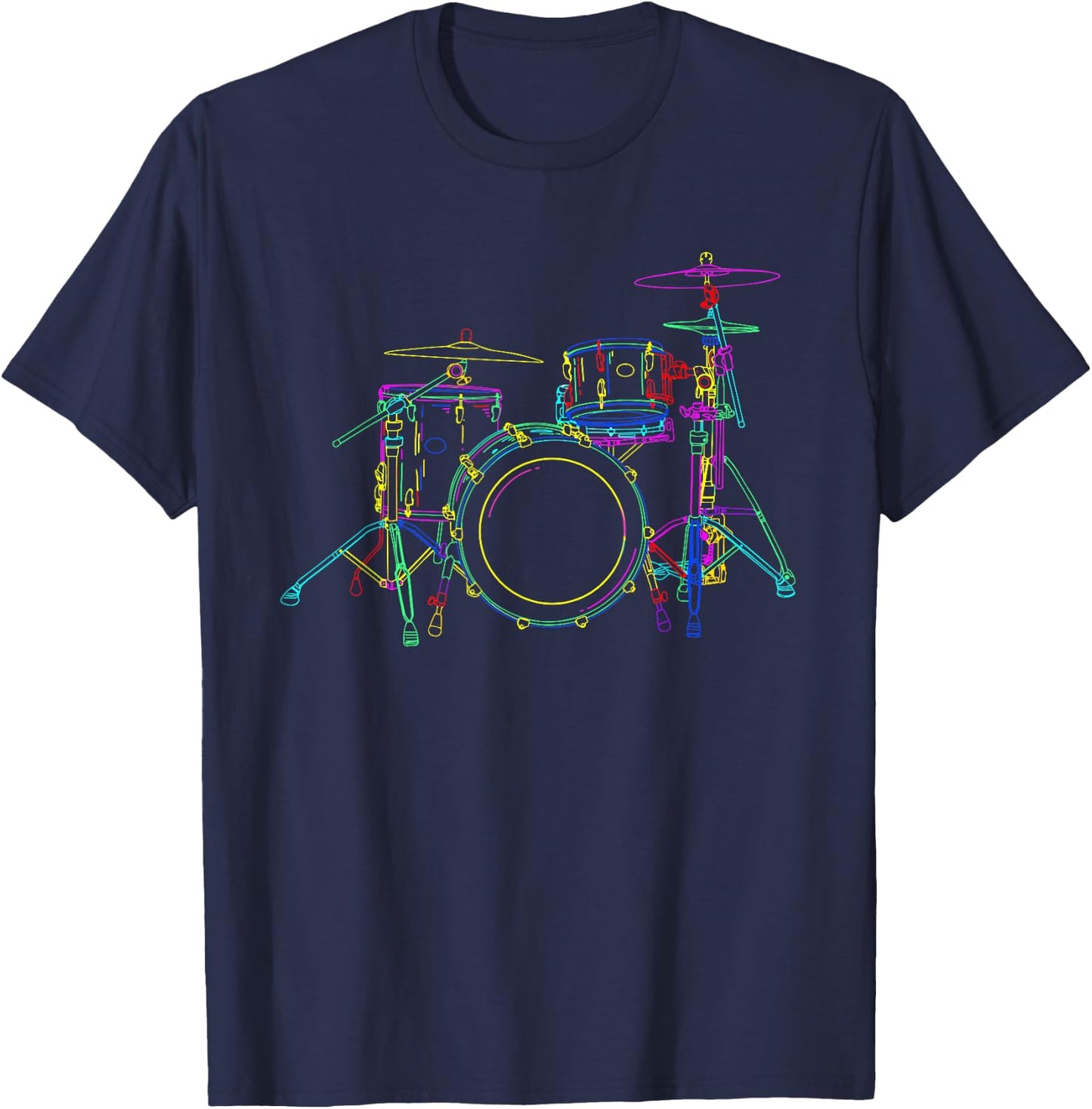 Neon Drumming Set - Drummer Band Percussion Player T-Shirt - T-Shirt | Navy