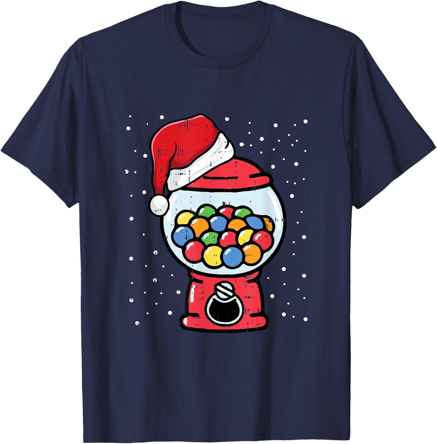 Gumball Machine Santa Hat Christmas Pajama X-mas Candy Gum T-Shirt - T-Shirt | Navy