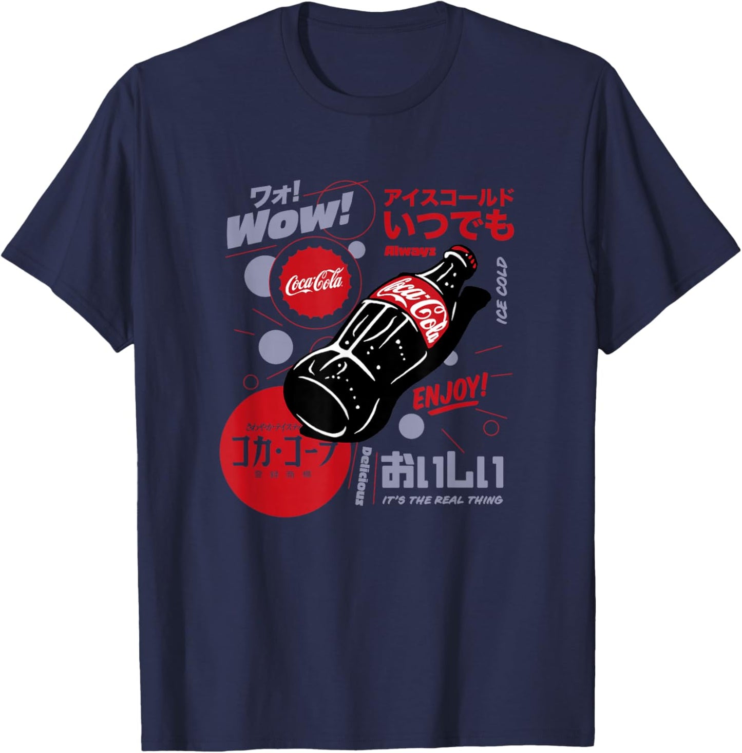 Coca-Cola Japanese Retro Poster Enjoy Coke Classic T-Shirt - T-Shirt | Navy