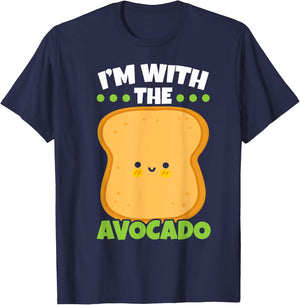 I'm With The Avocado Toast Bread Halloween Matching Couples T-Shirt - T-Shirt | Navy