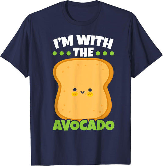 I'm With The Avocado Toast Bread Halloween Matching Couples T-Shirt - T-Shirt | Navy