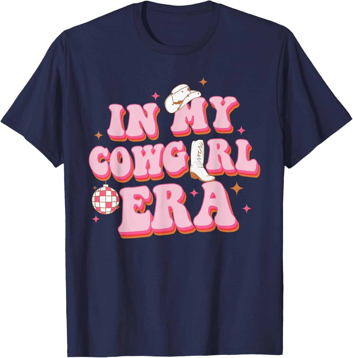 In My Cowgirl Era Groovy Rodeo Western Country Southern T-Shirt - T-Shirt | Navy