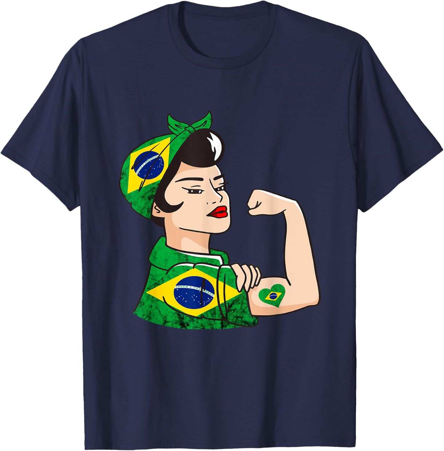 Strong Brazilian Woman Brazil Brazilian Roots Brazilian Flag T-Shirt - T-Shirt | Navy