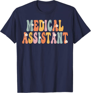 Medical Assistant Week Groovy Appreciation Day T-Shirt - T-Shirt | Navy