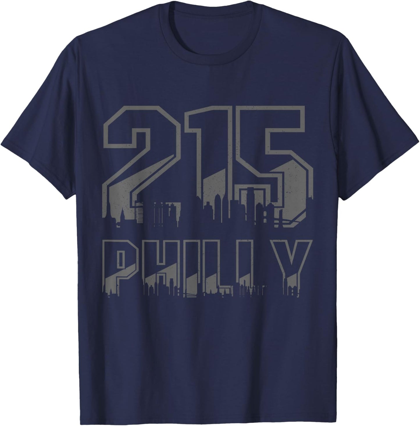 Philadelphia Pennsylvania Philly 215 Area Code Pride Skyline T-Shirt - T-Shirt | Navy