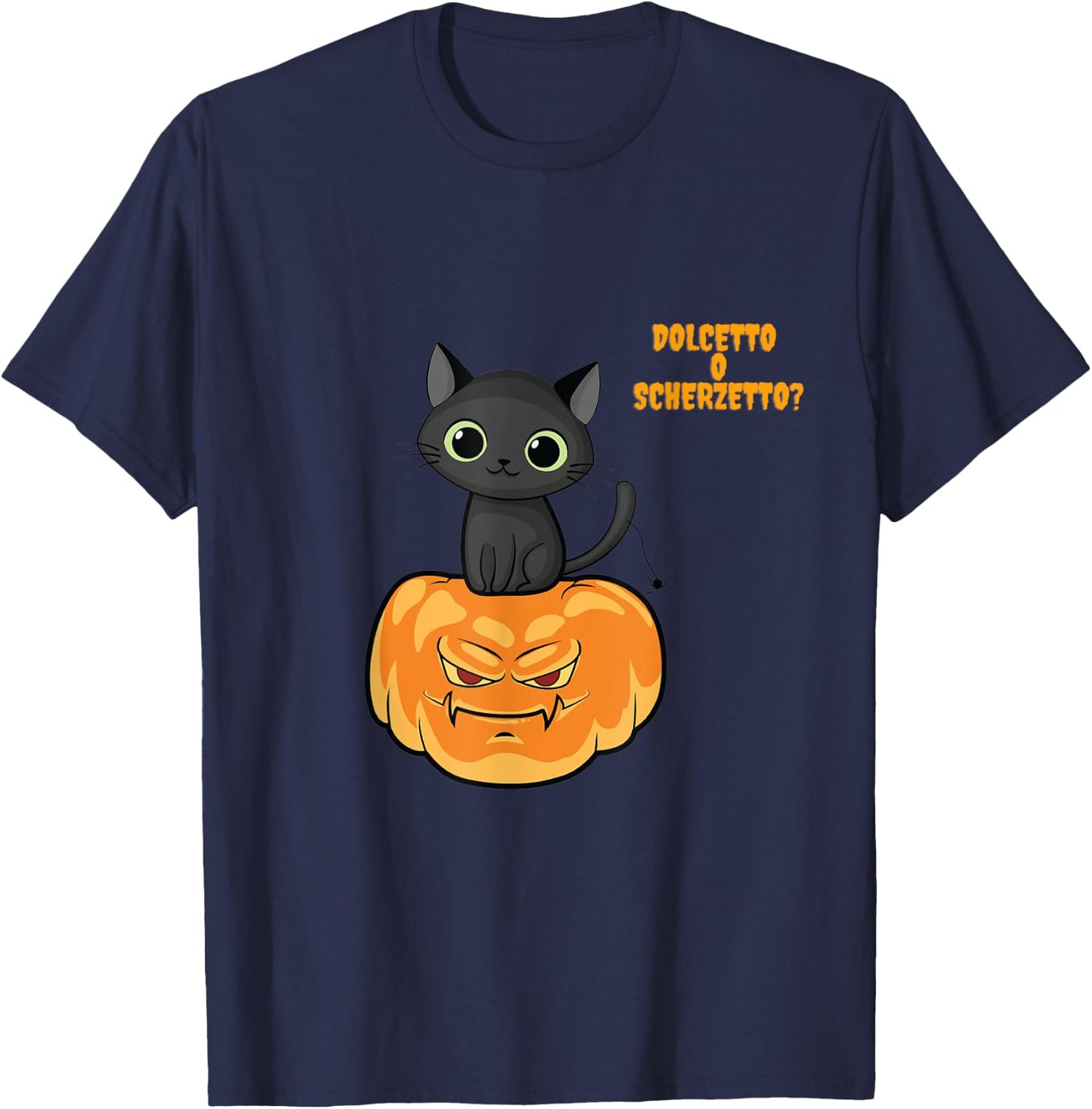 Halloween Baby Boy Cat Pumpkin Funny T-Shirt - T-Shirt | Navy