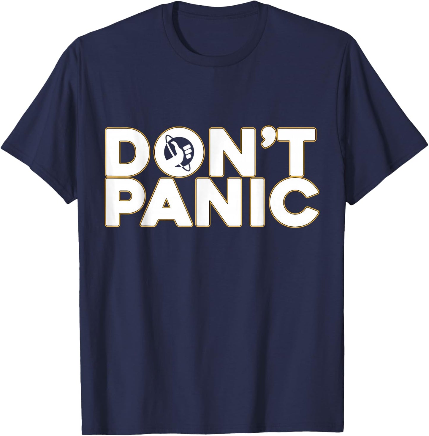 Don't Panic 42 Vintage Shirts Black -Adults Small Modern Casual T-Shirt - T-Shirt | Navy