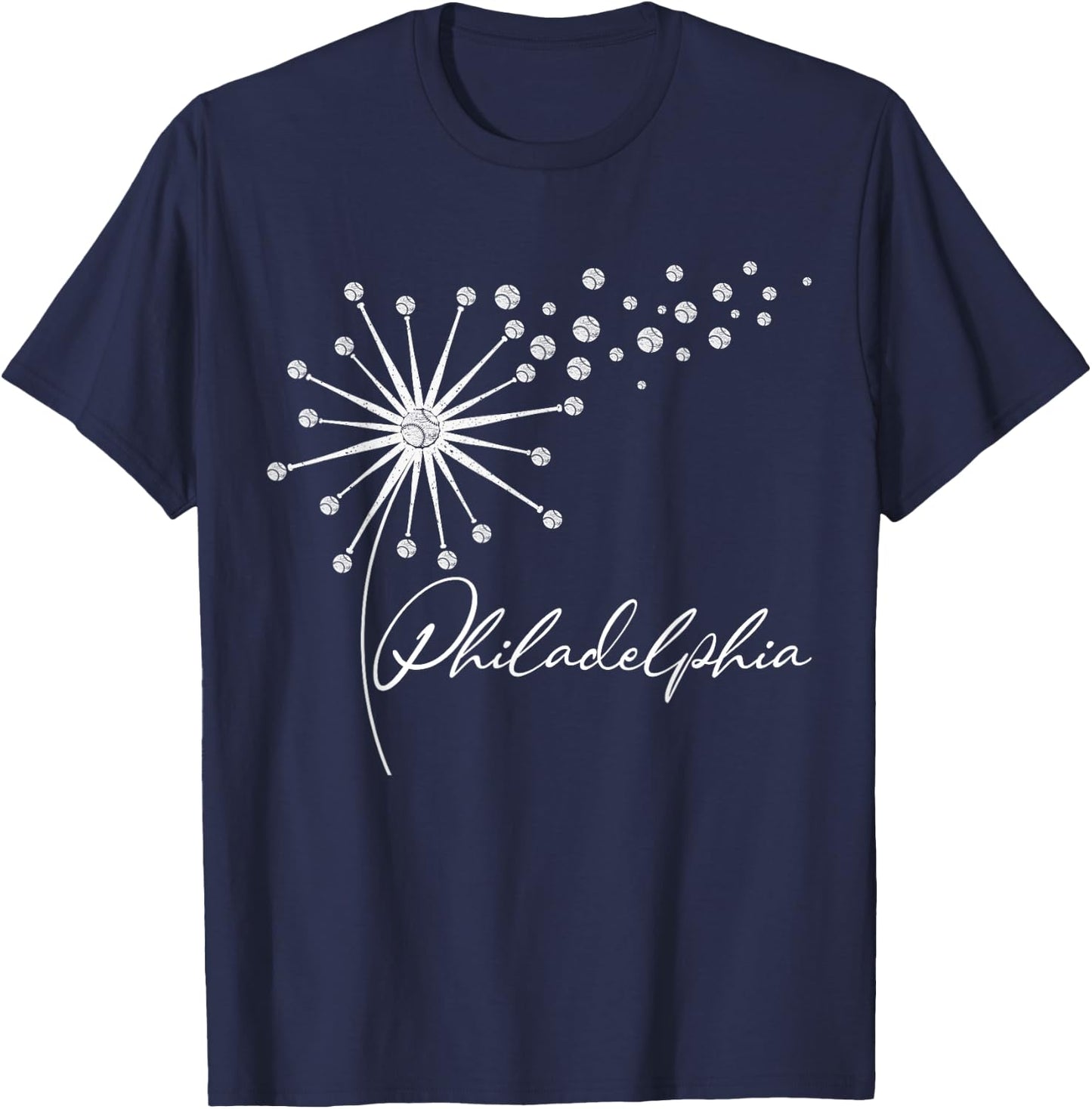 Philly Cute Baseball Dandelion Souvenir I Love Philadelphia T-Shirt - T-Shirt | Navy