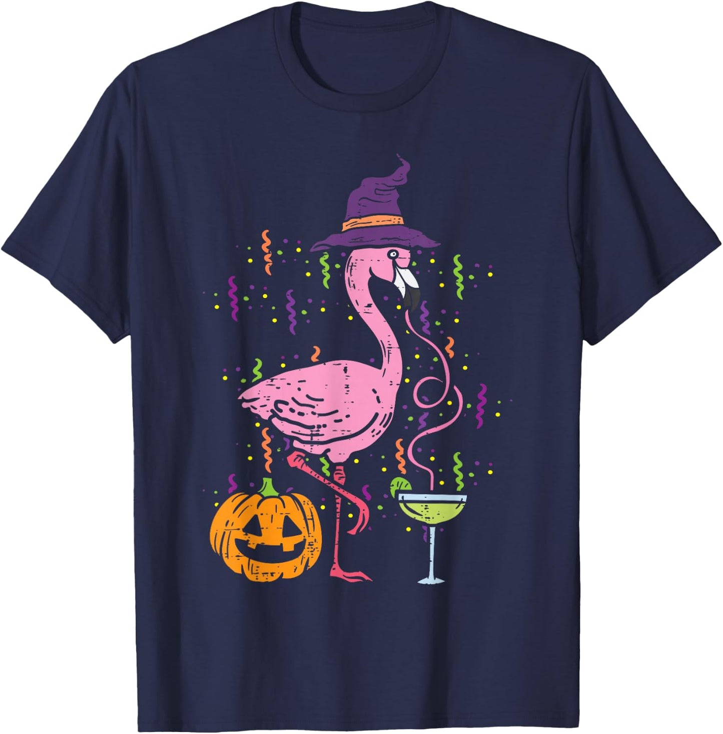 Flamingo Witch Happy Halloween Funny Costume Bird Women T-Shirt - T-Shirt | Navy