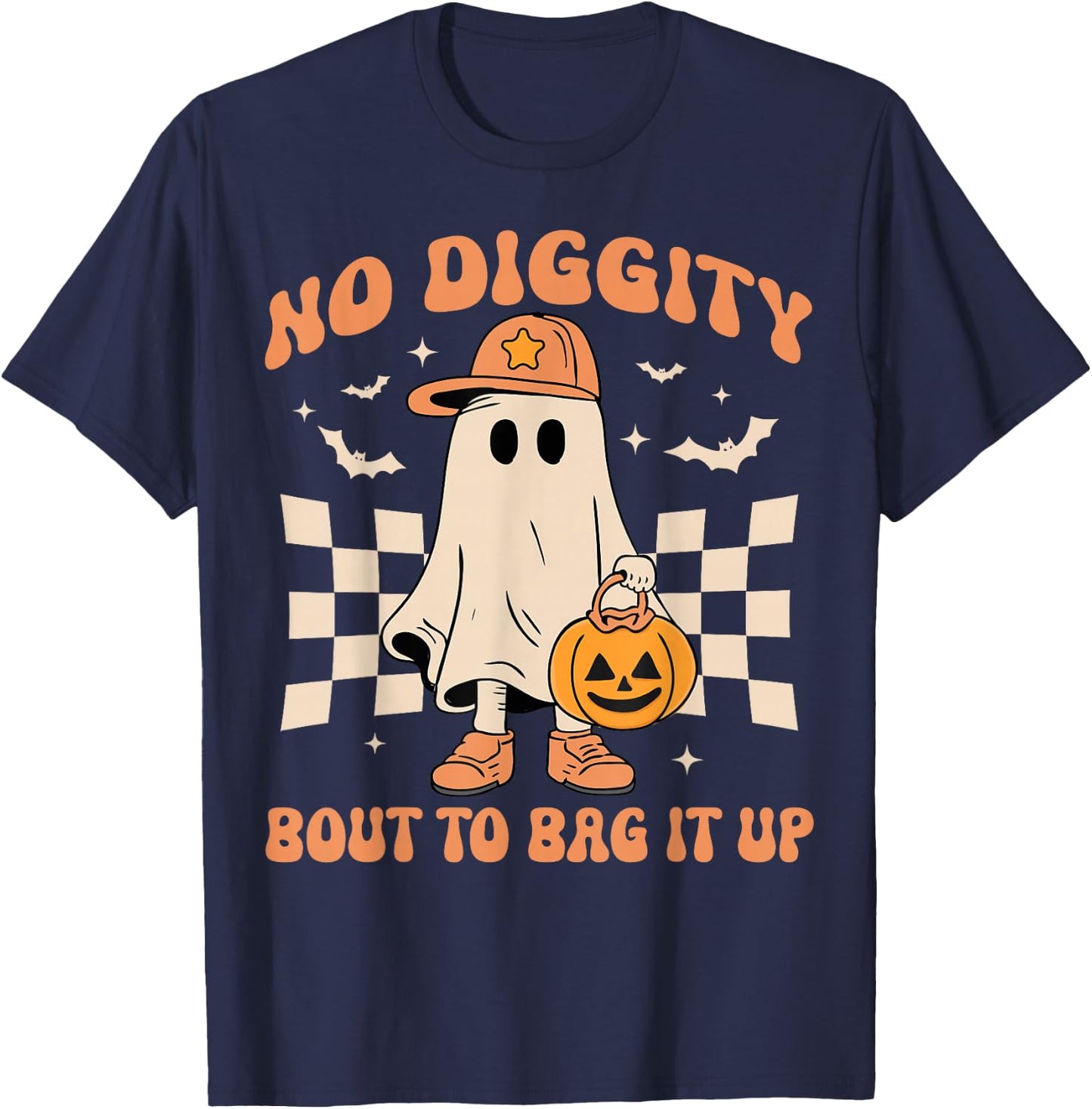 Halloween Ghost No Diggity Bout to Bag it Up Toddler Kids T-Shirt - T-Shirt | Navy