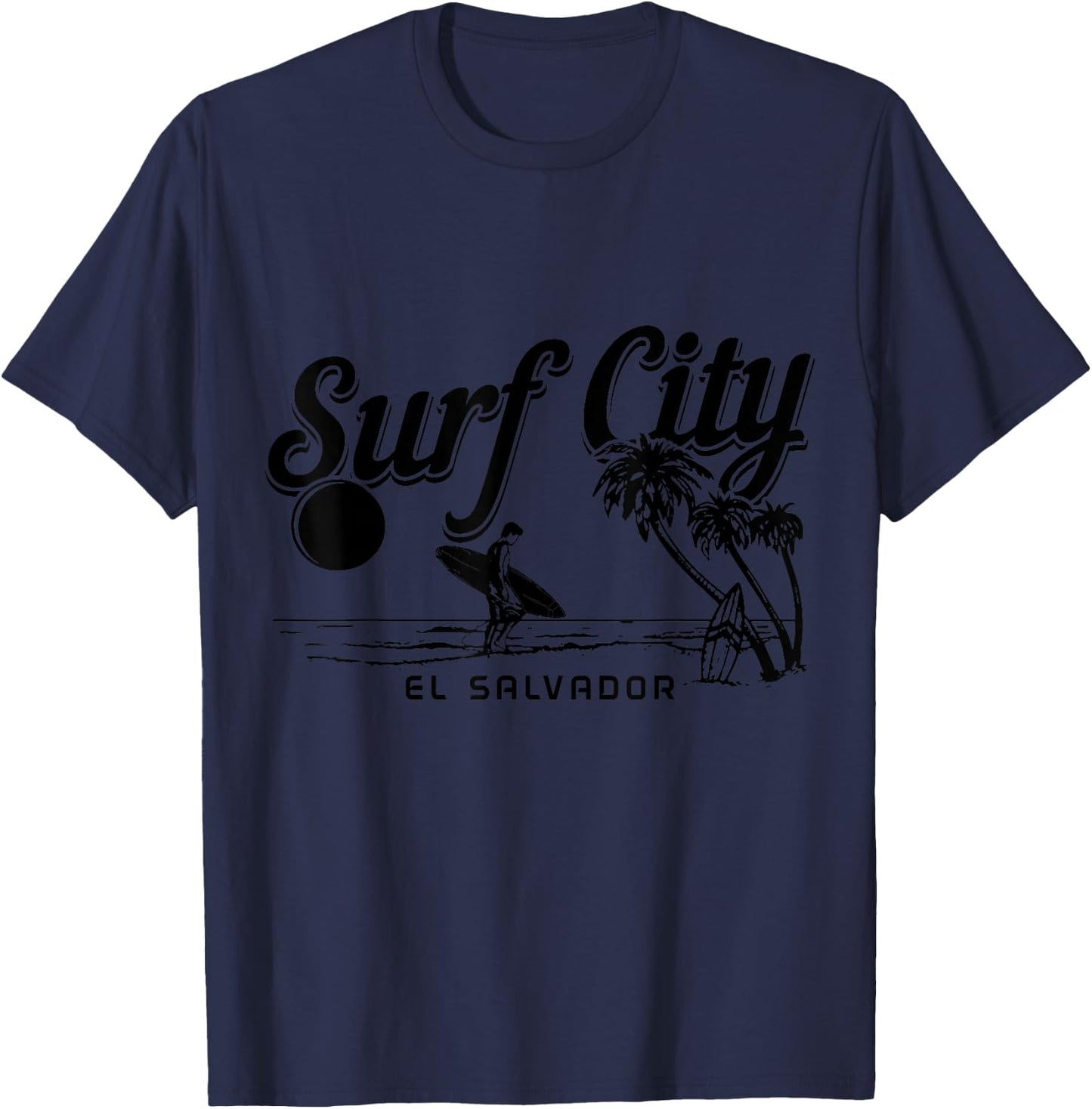 Surf City El Salvador Vintage Beach Souvenir Surfer T-Shirt - T-Shirt | Navy