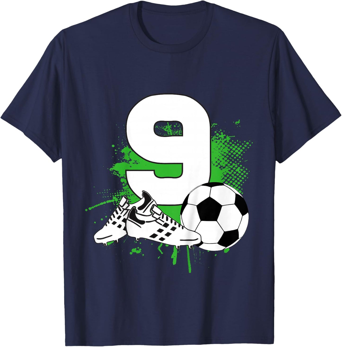 Kids 9th Birthday Boys 9 Years Soccer Football Player Birthday T-Shirt - T-Shirt | Navy