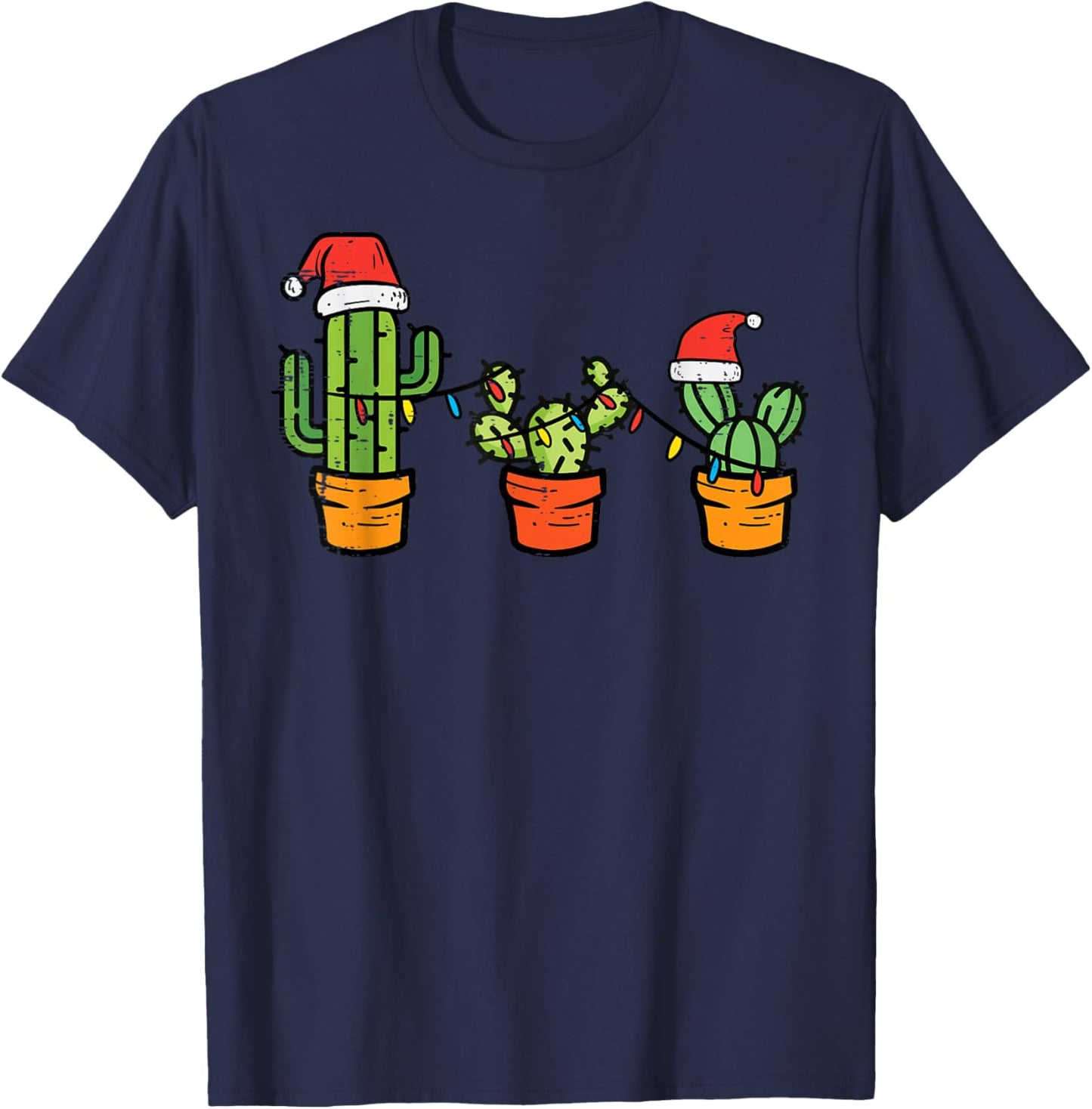 Christmas Cactus Cute Succulent Plant Xmas Men Women Kids T-Shirt - T-Shirt | Navy