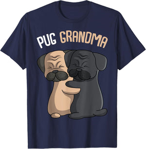 Pug Grandma Dog Mom Lover Owner Women T-Shirt - T-Shirt | Navy
