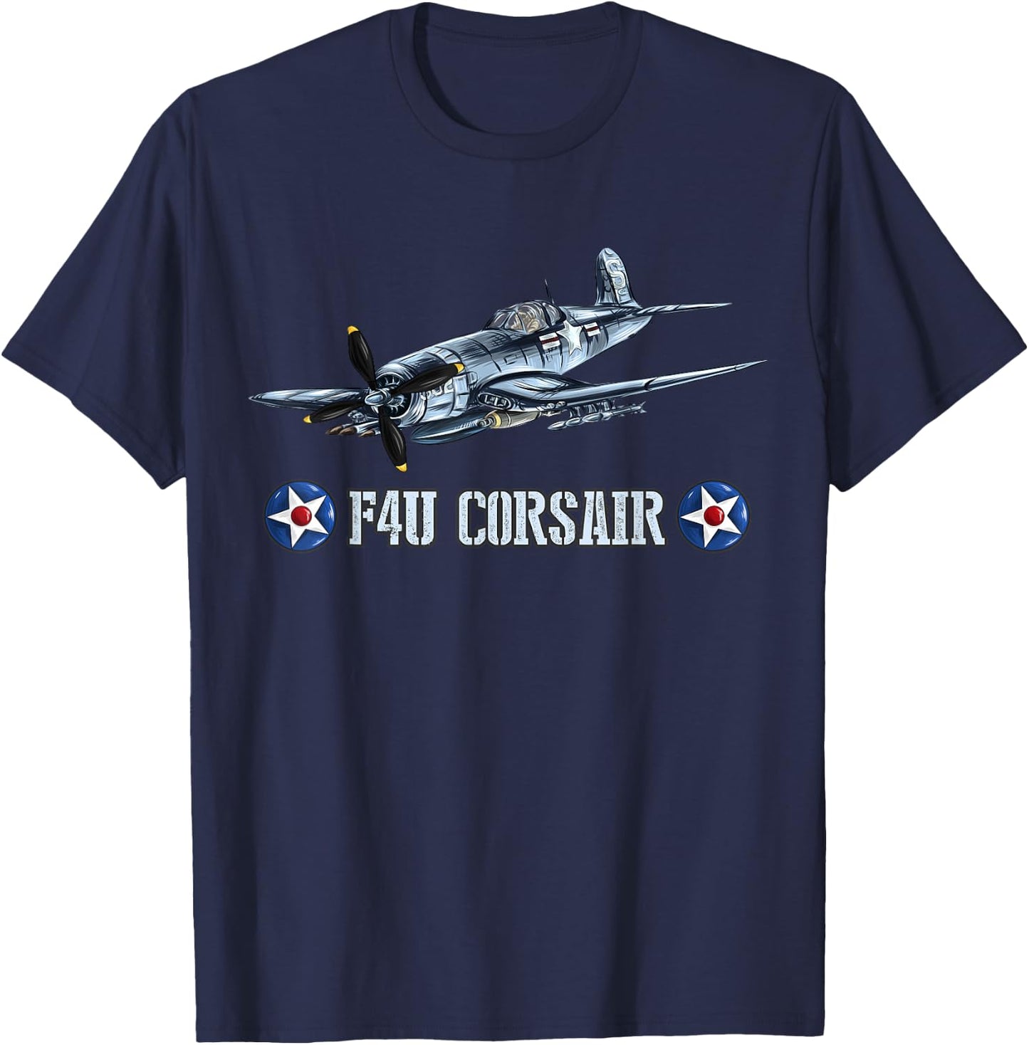 World War 2 Military Fighter Aircraft WWII F4U Corsair T-Shirt - T-Shirt | Navy