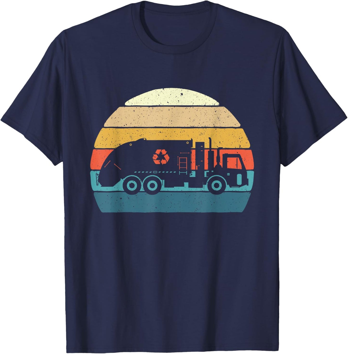 Retro Garbage Truck - Truck Trash Recycling Waste Management T-Shirt - T-Shirt | Navy