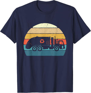 Retro Garbage Truck - Truck Trash Recycling Waste Management T-Shirt - T-Shirt | Navy