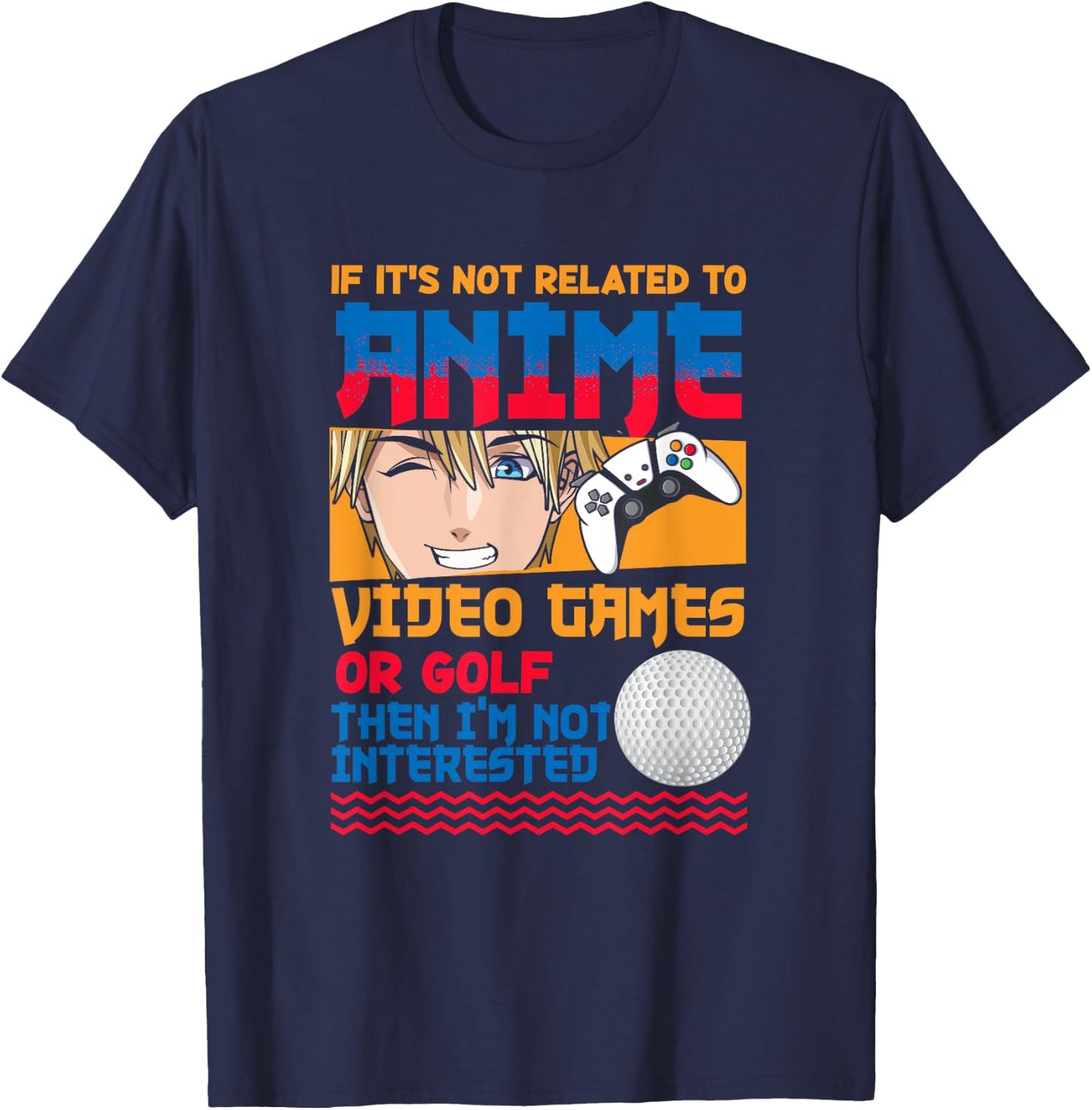 Anime Video Games Golf Japanese Japan Anime Gamer Otaku T-Shirt - T-Shirt | Navy