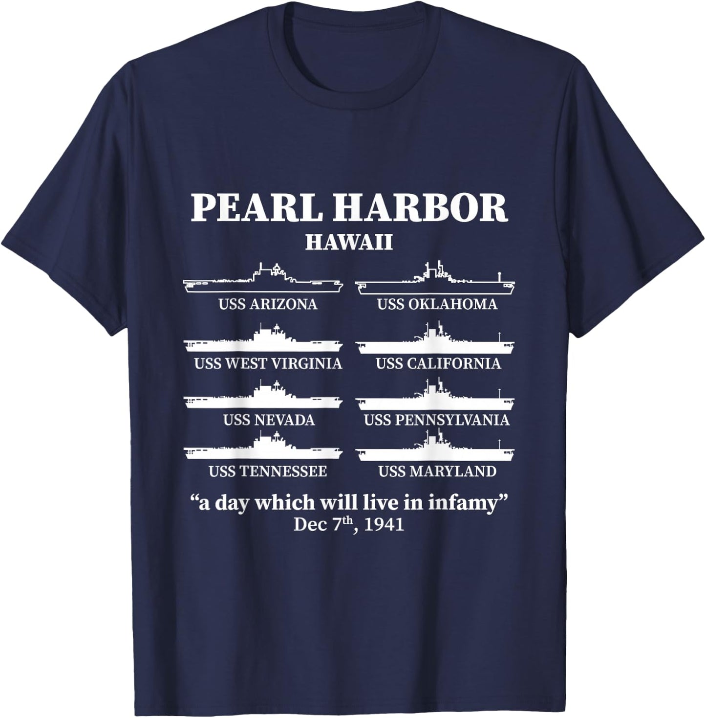 Pearl Harbor Memorial Day Battleships USA Patriotic Men T-Shirt - T-Shirt | Navy