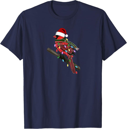 Cardinal Christmas Bird Santa Claus Biologist Animal T-Shirt - T-Shirt | Navy