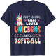 Just A Girl Who Loves Unicorns And Softball Floral Unicorn T-Shirt - T-Shirt | Navy