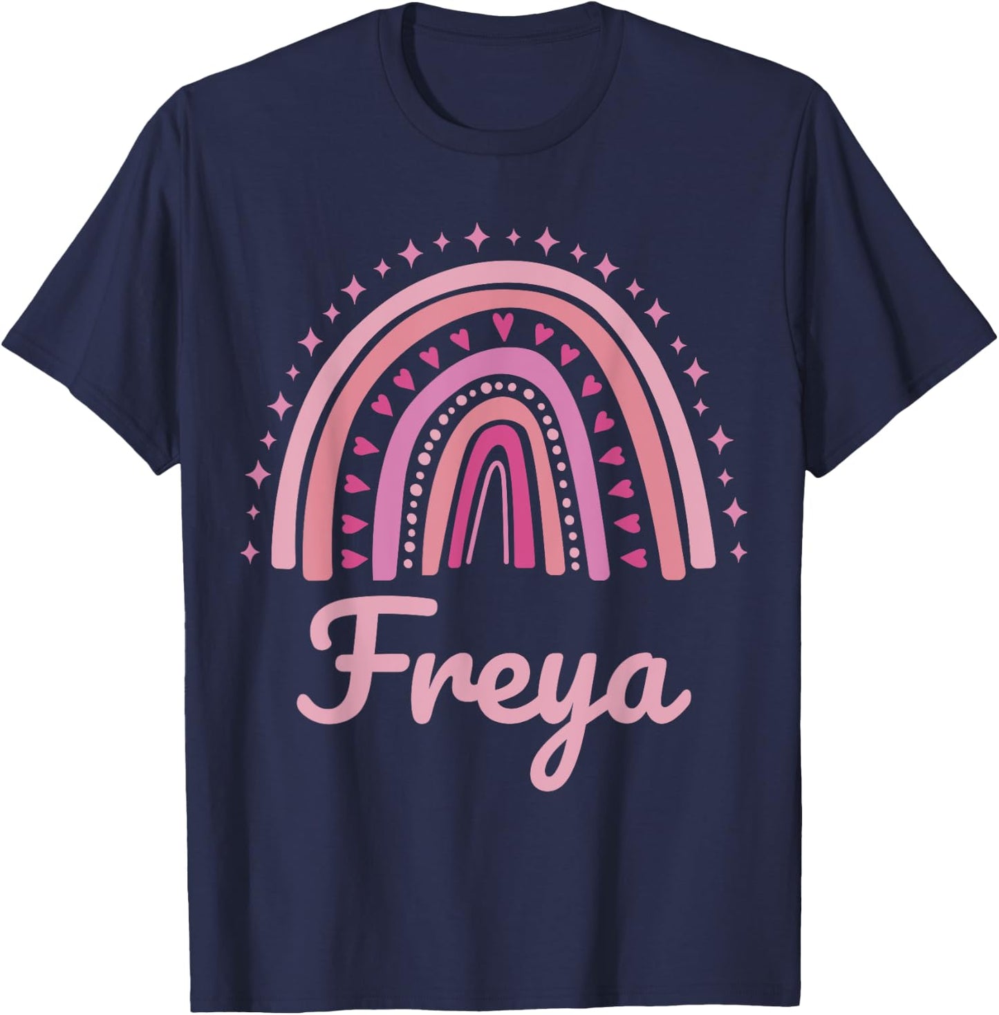 Freya Name Personalized Funny Women Pink Rainbow Freya T-Shirt - T-Shirt | Navy
