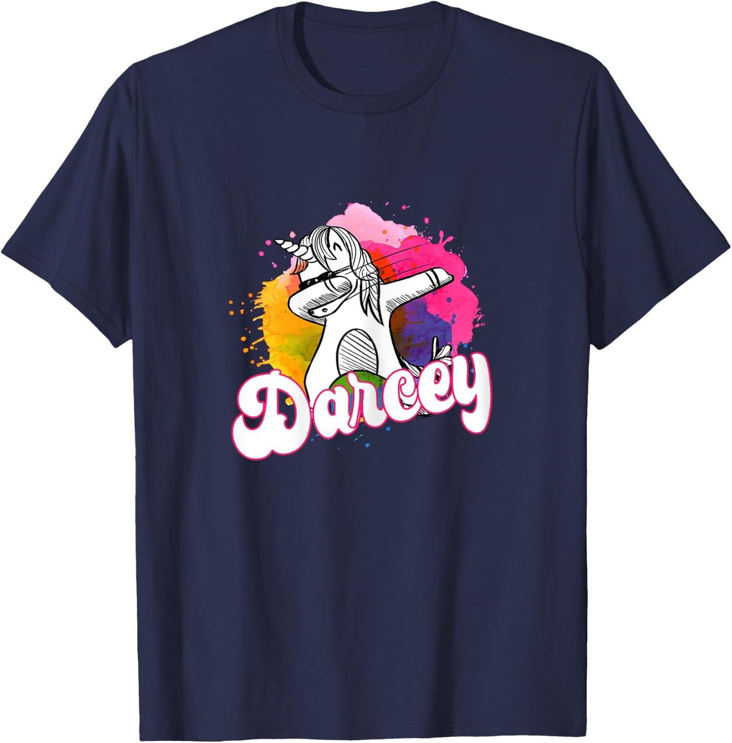 DARCEY - Beautiful girl name with cool dabbing unicorn T-Shirt - T-Shirt | Navy