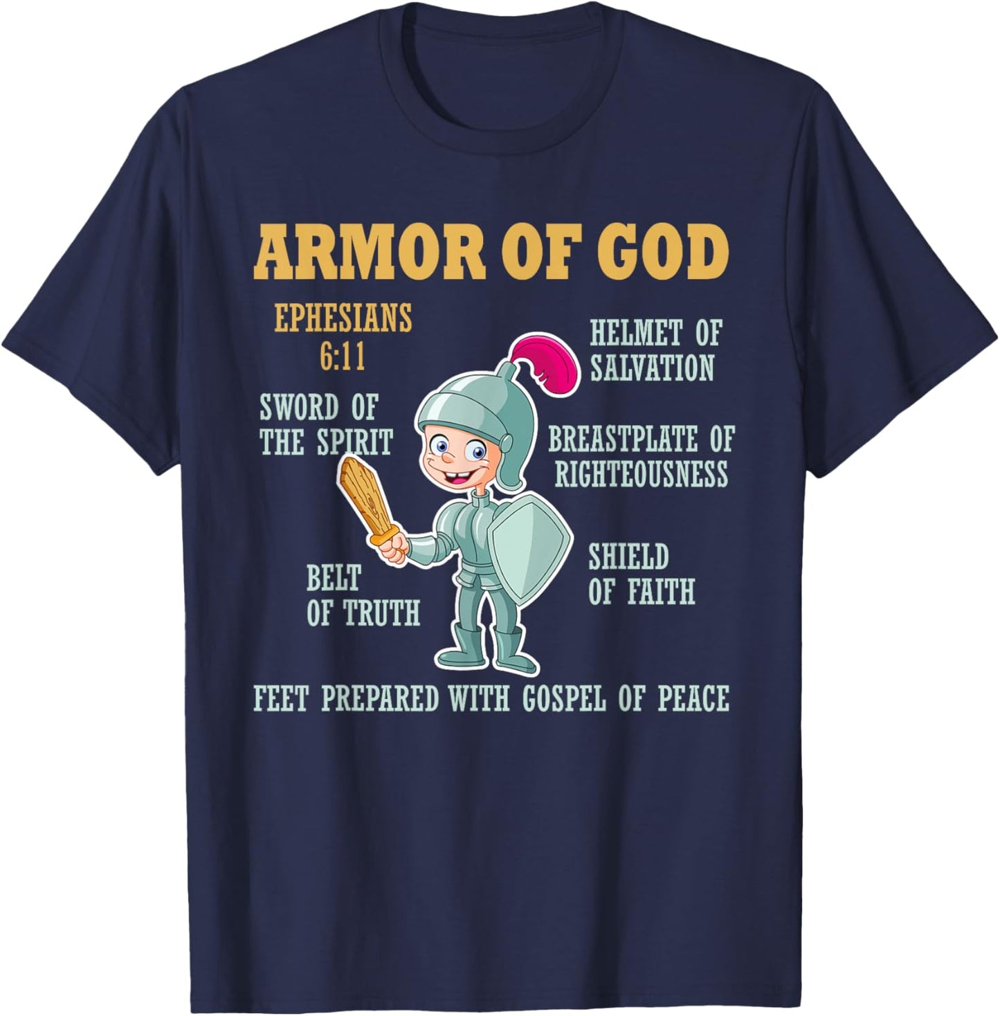 Put On The Full Armor Of God Bible Chapters For Kids T-Shirt - T-Shirt | Navy
