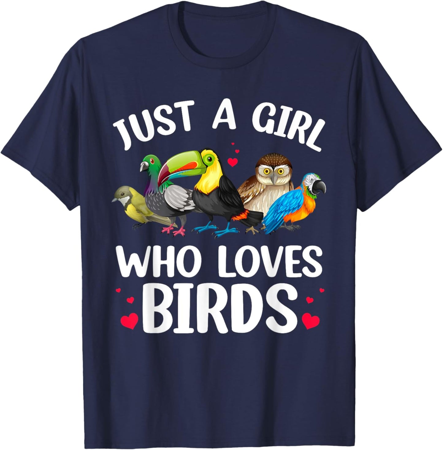 Funny Bird Lover Art For Girls Women Kids Bird Animal Lovers T-Shirt - T-Shirt | Navy