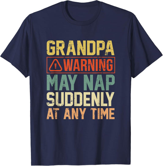 Grandpa Father's Day Gift Distressed May Nap At any Time T-Shirt - T-Shirt | Navy