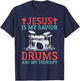 Jesus is my Savior Drums are my Therapy Jesus Drummer T-Shirt - T-Shirt | Navy