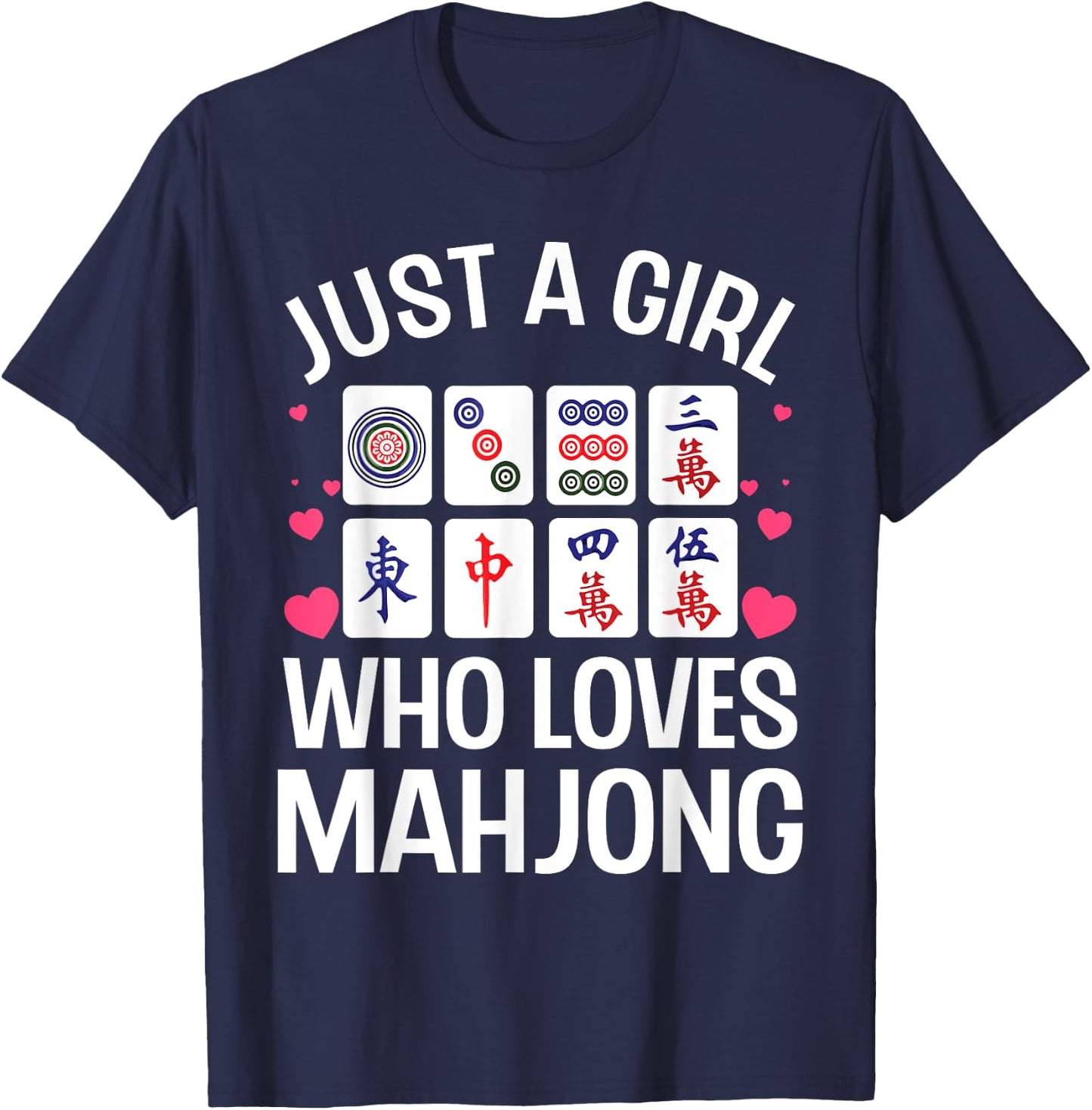 Funny Mahjong Design For Girls Women Chinese Mahjong Players T-Shirt - T-Shirt | Navy